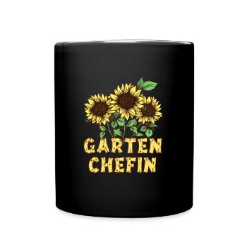 Garten Chefin Gartenliebhaberin Gartenfreundin - Tasse einfarbig - Schwarz - Vorne