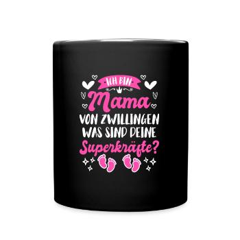 Mama von Zwillingen werdende Mama 2024 - Tasse einfarbig - Schwarz - Vorne
