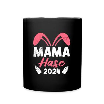 Mamahase 2024 werdende Mütter 2024 Hasenmama - Tasse einfarbig - Schwarz - Vorne