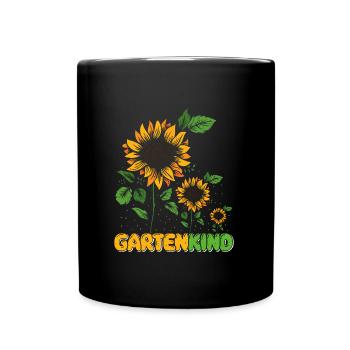 Gartenkind Sonnenblumen Gartenliebhaberin - Tasse einfarbig - Schwarz - Vorne