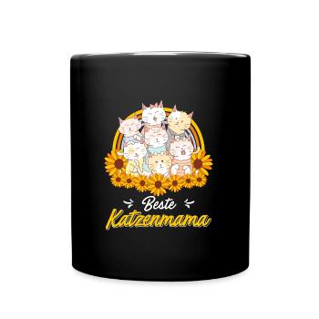 Beste Katzenmama I love Cats Katzenhalter - Tasse einfarbig - Schwarz - Vorne