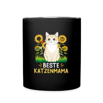 Beste Katzenmama I love Cats Katzenhalter - Tasse einfarbig - Schwarz - Vorne