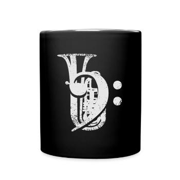 Tubist Bass Clef Music Key Tuba - Full Colour Mug - black - Front