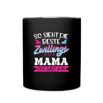 Zwilllinge So sieht die beste Zwillingsmama aus - Tasse einfarbig - Schwarz - Vorne