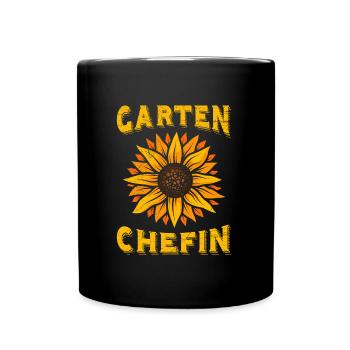 Garten Chefin Sonnenblumen Gartenfreundin - Tasse einfarbig - Schwarz - Vorne