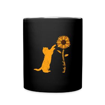 Beste Katzenmama Sonnenblumen Katzenliebhaberin - Tasse einfarbig - Schwarz - Vorne