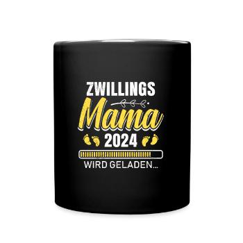 Zwillingsmama wird geladen 2024 Zwillinge - Tasse einfarbig - Schwarz - Vorne