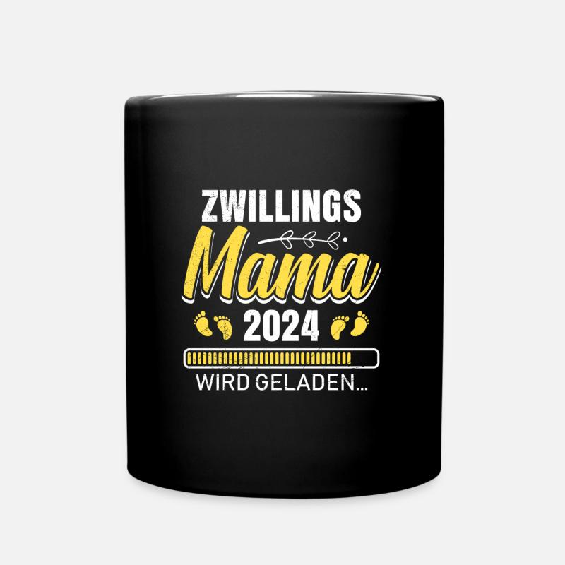 Zwillingsmama wird geladen 2024 Zwillinge - Tasse einfarbig - Schwarz