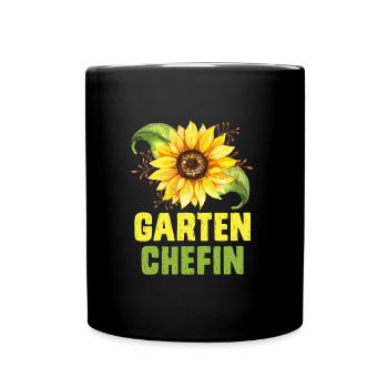 Garten Chefin Sonnenblumen Gartenfreundin - Tasse einfarbig - Schwarz - Vorne