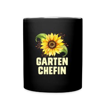 Garten Chefin Sonnenblumen Gartenfreundin - Tasse einfarbig - Schwarz - Vorne