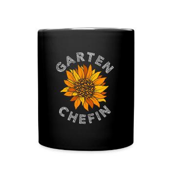 Garten Chefin Sonnenblumen Gartenfreundin - Tasse einfarbig - Schwarz - Vorne
