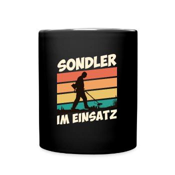 Sondler im Einsatz Kronkorkenjäger Metallsucher - Tasse einfarbig - Schwarz - Vorne