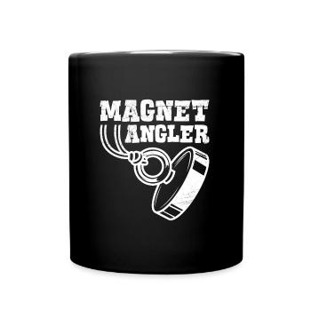Magnetfischer Magnetangler Schatzjäger - Tasse einfarbig - Schwarz - Vorne
