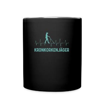 Kronkorken Jäger Sondengänger mit Detektor - Tasse einfarbig - Schwarz - Vorne