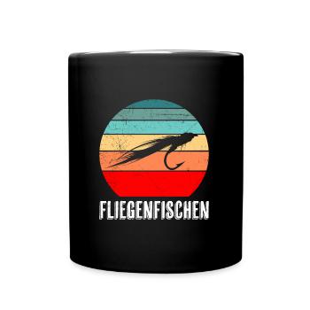 Fliegenfischen Fischjagd Fliegenangler Angeln - Tasse einfarbig - Schwarz - Vorne
