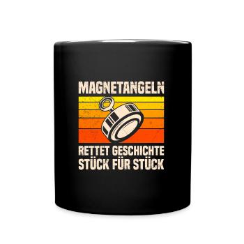 Magnetangler Rettet Geschichte Magnetfischen - Tasse einfarbig - Schwarz - Vorne