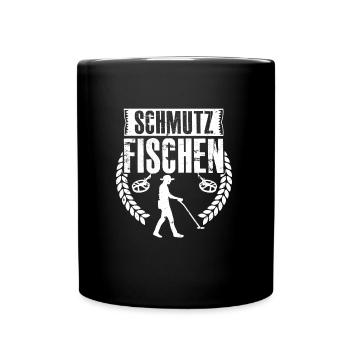 Schmutz Fischen Sondengänger mit Detektor - Tasse einfarbig - Schwarz - Vorne
