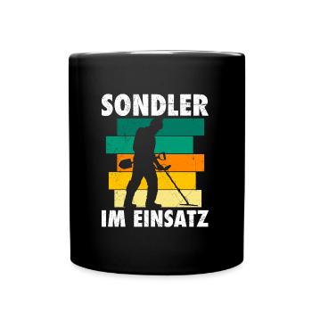 Sondler im Einsatz Metallfinder Metalldetektor - Tasse einfarbig - Schwarz - Vorne