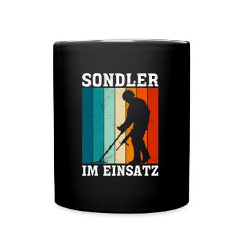 Sondler im Einsatz Sondengänger mit Detektor - Tasse einfarbig - Schwarz - Vorne