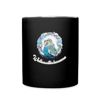 Wellensittich Mama Budgie Mom Sittich Vogelfreund - Tasse einfarbig - Schwarz - Vorne