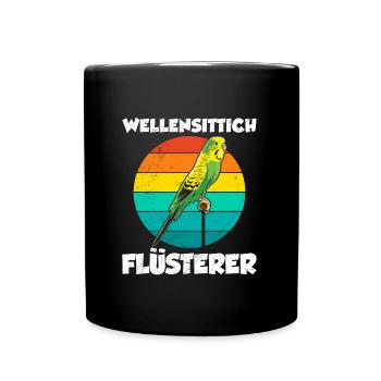 Vogelfreund Wellensittich Flüsterer Sittiche - Tasse einfarbig - Schwarz - Vorne