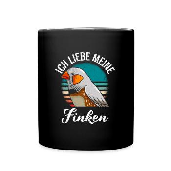 Ich liebe meine Finken Vogelliebhaber Vogelbesitz - Tasse einfarbig - Schwarz - Vorne