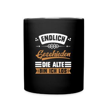 Endlich geschieden Scheidungsparty Scheidung - Tasse einfarbig - Schwarz - Vorne