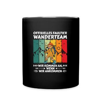 Wanderteam Faultier Wandern - Tasse einfarbig - Schwarz - Vorne