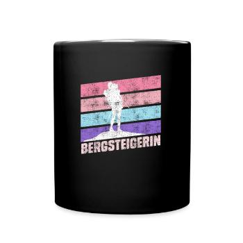 Bergsteigerin klettern Bergkraxlerin Wandern Berge - Tasse einfarbig - Schwarz - Vorne