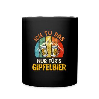 Wanderer lustig Bierfan Gipfelbier Summit - Tasse einfarbig - Schwarz - Vorne
