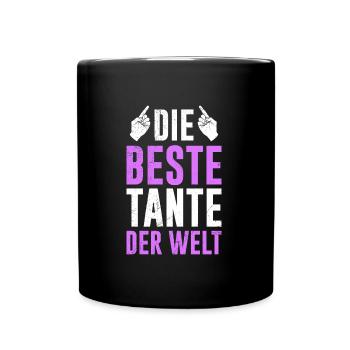 Beste Tante Muttertag Tanten weltbeste Tante - Tasse einfarbig - Schwarz - Vorne