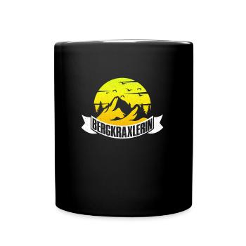 Bergkraxlerin Wanderer Bergsteiger Bergfan - Tasse einfarbig - Schwarz - Vorne