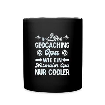 Geocaching Opa GPS Schnitzeljagd Geocacher - Tasse einfarbig - Schwarz - Vorne