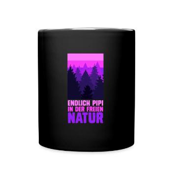 Bergsteiger lustig Peeing outside Naturburschen - Tasse einfarbig - Schwarz - Vorne