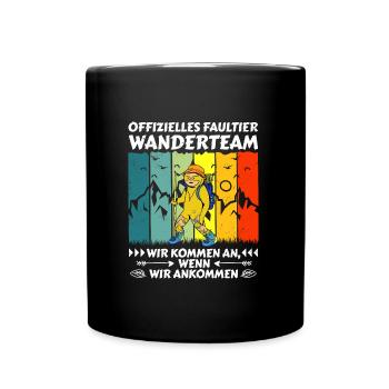 Wanderteam Faultier Wandern - Tasse einfarbig - Schwarz - Vorne