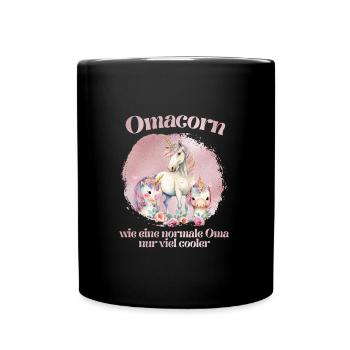 Einhorn Fan Omacorn Grandma Muttertag Granny - Tasse einfarbig - Schwarz - Vorne