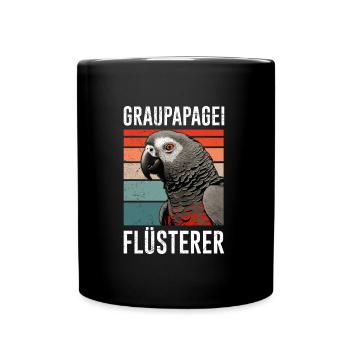 Grau Papagei Flüsterer African Grey Whisperer - Tasse einfarbig - Schwarz - Vorne
