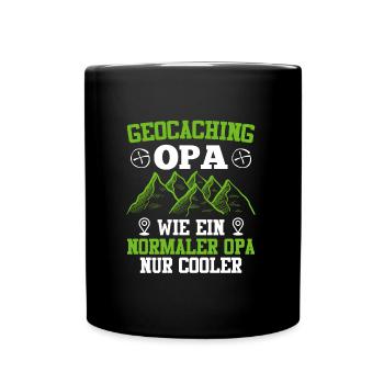 Geocaching Opa GPS Schnitzeljagd Großvater - Tasse einfarbig - Schwarz - Vorne