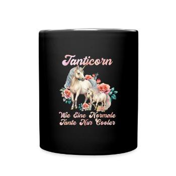Tanticorn Tanten Muttertag Einhorn Fan Aunt - Tasse einfarbig - Schwarz - Vorne