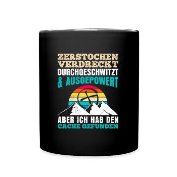 Geocacher GPS Ich hab den Cache gefunden - Tasse einfarbig - Schwarz - Vorne