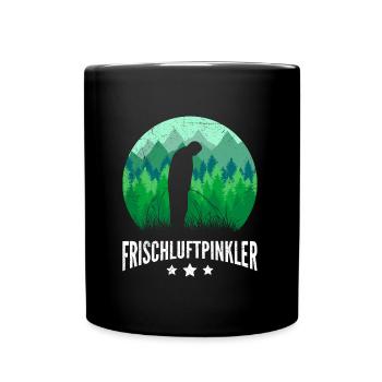I love peeing outside Naturburschen Bergsteiger - Tasse einfarbig - Schwarz - Vorne