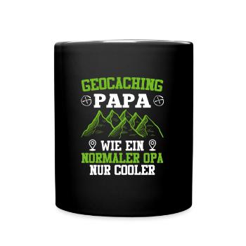 Geocaching Papa GPS Schnitzeljagd Väter Geocacher - Tasse einfarbig - Schwarz - Vorne