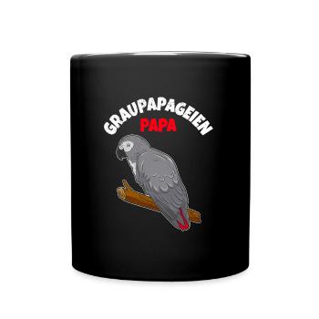 Grau Papageien Papa Papagei Fan Männer - Tasse einfarbig - Schwarz - Vorne