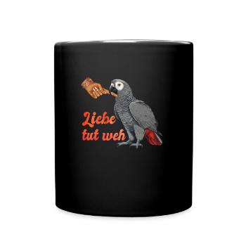 Liebe tut Weh Grau Papagei Halter African Grey - Tasse einfarbig - Schwarz - Vorne
