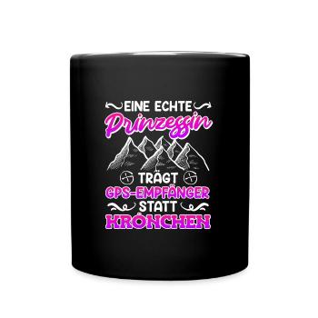 Geocache Eine echte Prinzessin trägt GPS Empfänger - Tasse einfarbig - Schwarz - Vorne