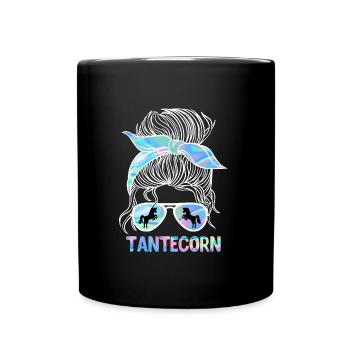 Tanticorn Einhorn Tanten Muttertag Unicorn - Tasse einfarbig - Schwarz - Vorne
