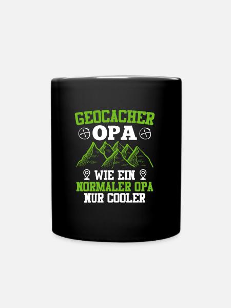 Geocaching Opa GPS Schnitzeljagd Großvater - Tasse einfarbig - Schwarz
