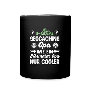 Geocaching Opa GPS Schnitzeljagd Geocacher - Tasse einfarbig - Schwarz - Vorne