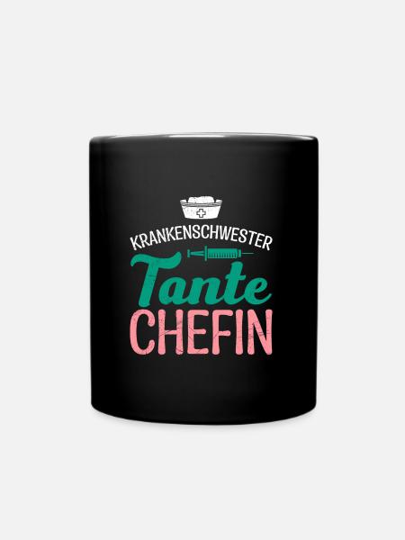 Krankenschwester Tante Chefin Muttertag - Tasse einfarbig - Schwarz