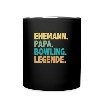 Ehemann Papa Bowling Legende Bowling Shirt - Tasse einfarbig - Schwarz - Vorne